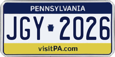 PA license plate JGY2026