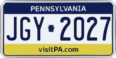 PA license plate JGY2027
