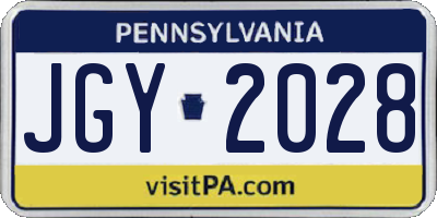 PA license plate JGY2028