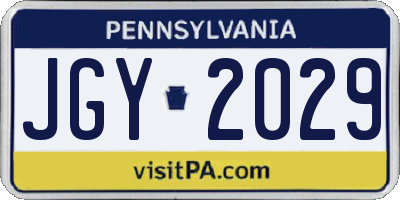 PA license plate JGY2029