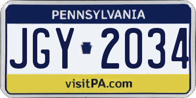 PA license plate JGY2034