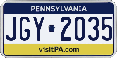 PA license plate JGY2035