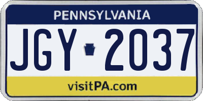 PA license plate JGY2037