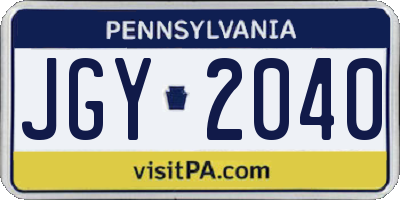 PA license plate JGY2040