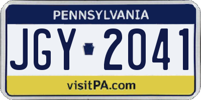 PA license plate JGY2041
