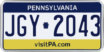 PA license plate JGY2043