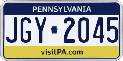 PA license plate JGY2045