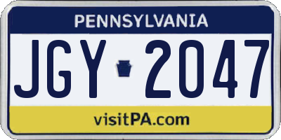 PA license plate JGY2047