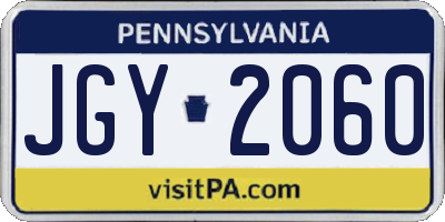 PA license plate JGY2060