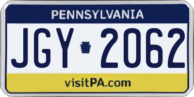 PA license plate JGY2062