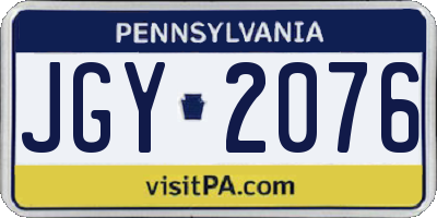 PA license plate JGY2076