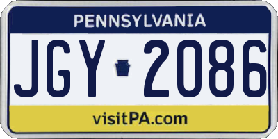 PA license plate JGY2086