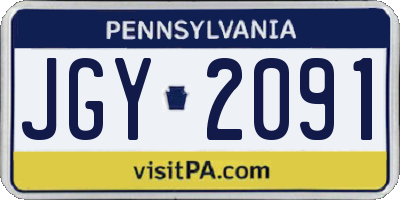 PA license plate JGY2091