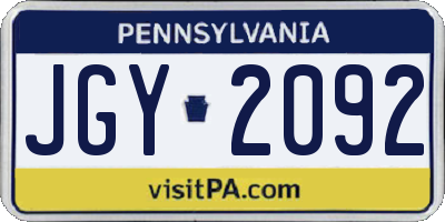 PA license plate JGY2092
