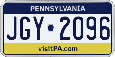 PA license plate JGY2096