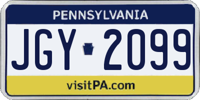 PA license plate JGY2099