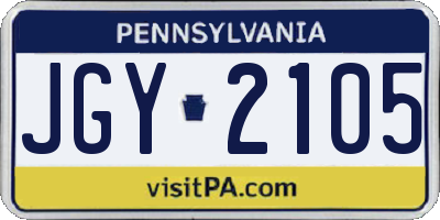 PA license plate JGY2105