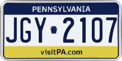 PA license plate JGY2107