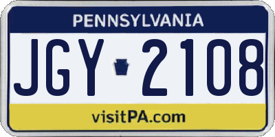 PA license plate JGY2108