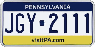 PA license plate JGY2111