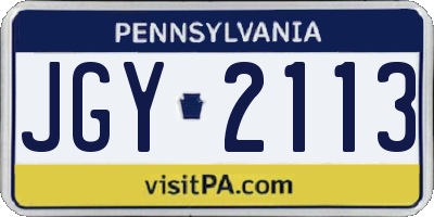 PA license plate JGY2113
