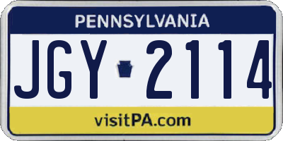 PA license plate JGY2114
