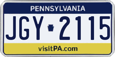 PA license plate JGY2115