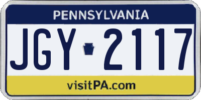PA license plate JGY2117