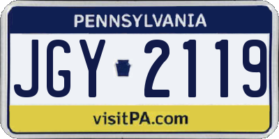 PA license plate JGY2119