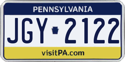 PA license plate JGY2122