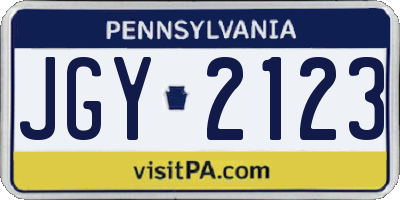 PA license plate JGY2123