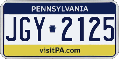 PA license plate JGY2125