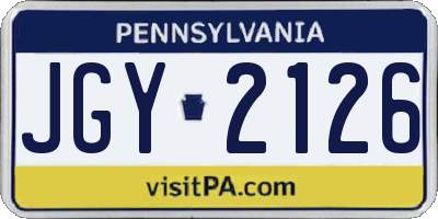 PA license plate JGY2126
