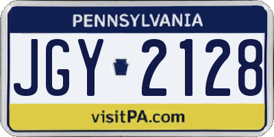 PA license plate JGY2128