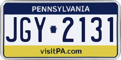 PA license plate JGY2131