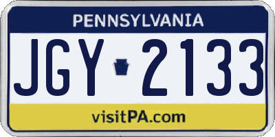 PA license plate JGY2133