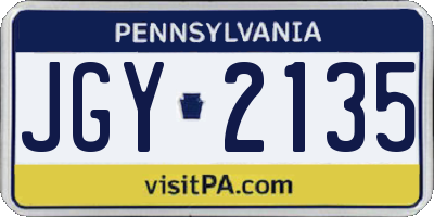 PA license plate JGY2135