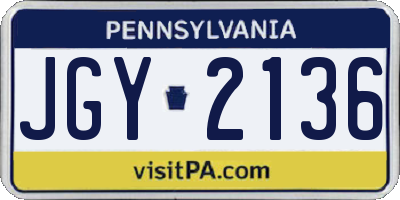 PA license plate JGY2136