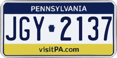 PA license plate JGY2137
