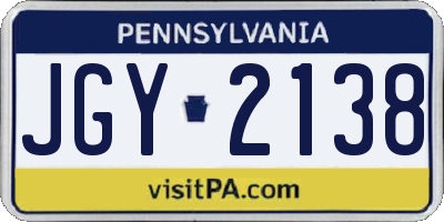 PA license plate JGY2138
