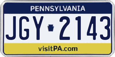 PA license plate JGY2143
