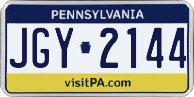 PA license plate JGY2144