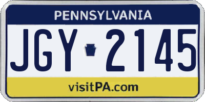 PA license plate JGY2145