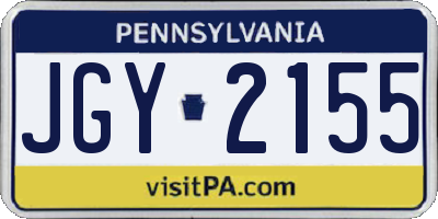 PA license plate JGY2155