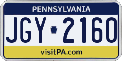 PA license plate JGY2160