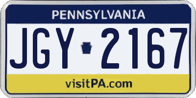 PA license plate JGY2167