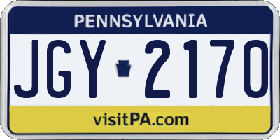 PA license plate JGY2170