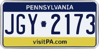 PA license plate JGY2173