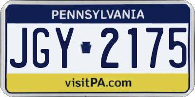 PA license plate JGY2175