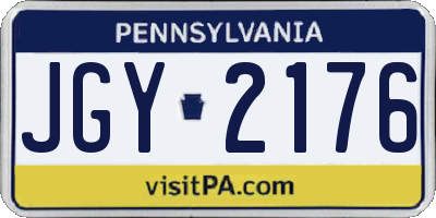 PA license plate JGY2176